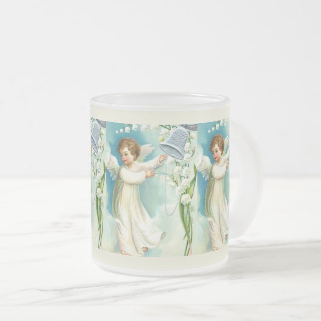 Tasse Givré Bébé ange avec cloche bleue  (Devant droit)