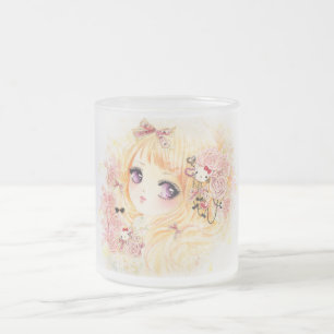 Tasse Givré Belle fille blonde avec des roses