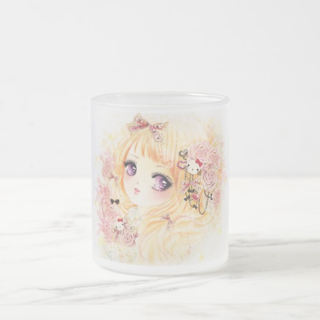 Tasse Givré Belle fille blonde avec des roses (Centre)