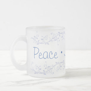 Tasse Givré Bleu Flourish Paix Joie Amour Noël
