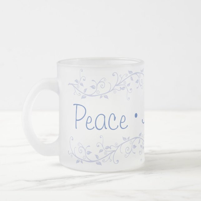 Tasse Givré Bleu Flourish Paix Joie Amour Noël (Gauche)