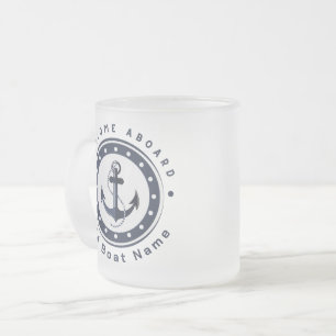 Tasse Givré Bleu Marine Ancre nautique club bateau marina