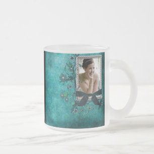 Tasse Givré Bleu turquoise avec le modèle photo de fleurs