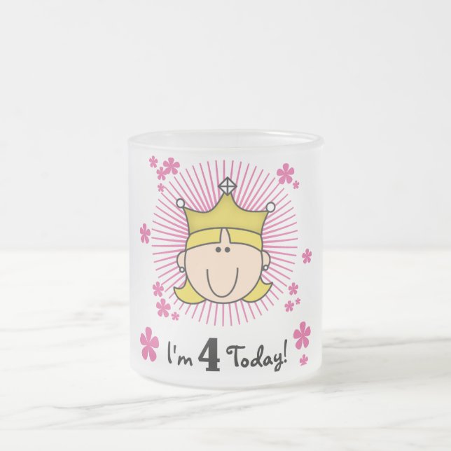 Tasse Givré Blond Princess 4th Birthday Tshirts et cadeaux (Centre)