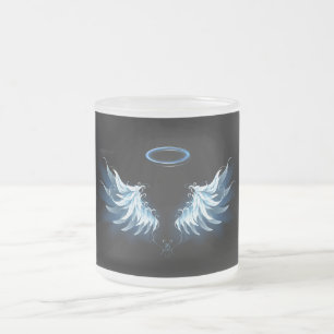 Tasse Givré Blue Glowing Angel Wings on black background