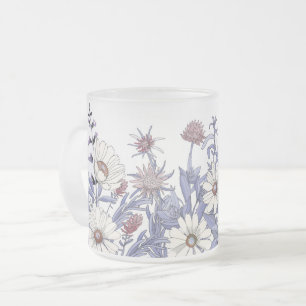 Tasse Givré Boho Dusty Blue Fleurs sauvages Chardon Daisy