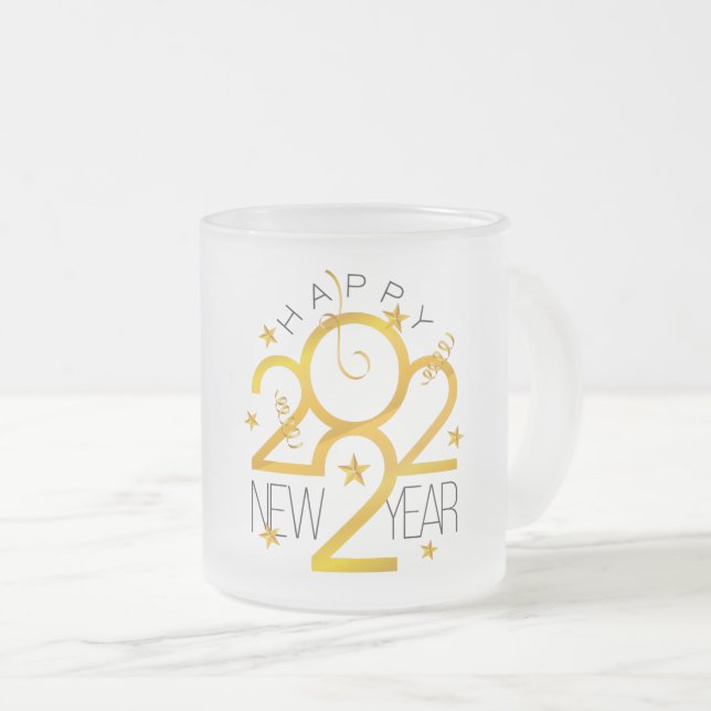 Tasse Givré Bonne année 2022 Design avec Gold Star (Devant droit)