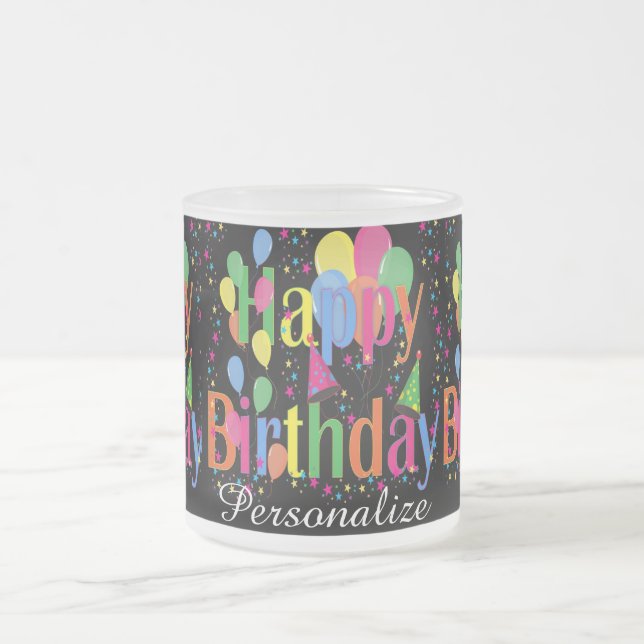 Tasse Givré Bonne fête d'anniversaire | Nom do-it-yourself (Centre)