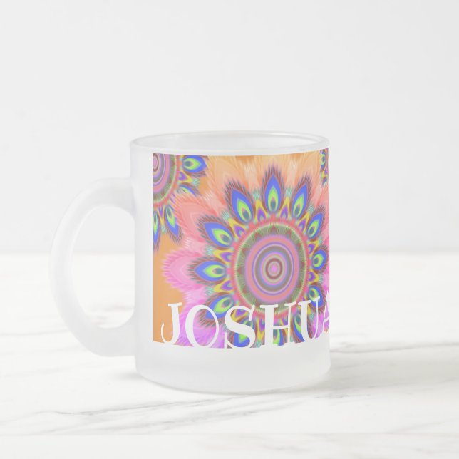 Tasse Givré Bouteille de verre décongelée BOHO mandala (Gauche)