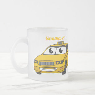 Tasse Givré Caricature amusante de taxi jaune mignon