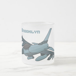 Tasse Givré Caricature d'avion de chasse militaire