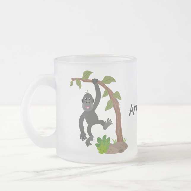 Tasse Givré Caricature de bébé gorille joyeux (Gauche)