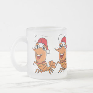 Tasse Givré Caricature de crevettes de Noël joyeux