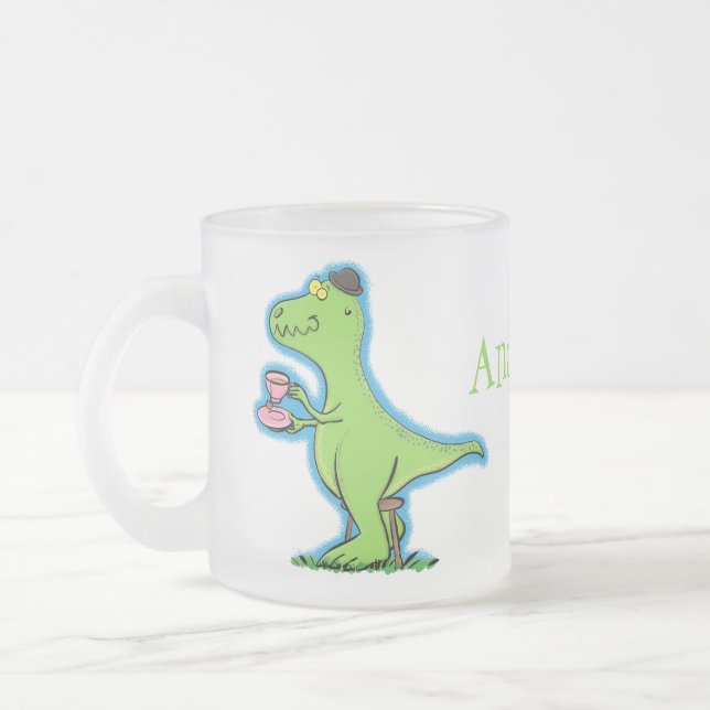 Tasse Givré Caricature de dinosaure vert t rex (Gauche)