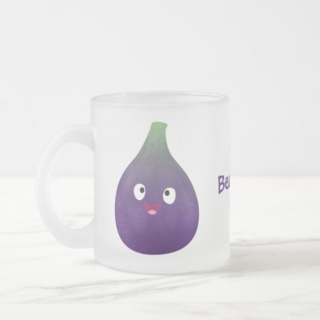 Tasse Givré Caricature de fruits mauve joyeux aux figues (Gauche)