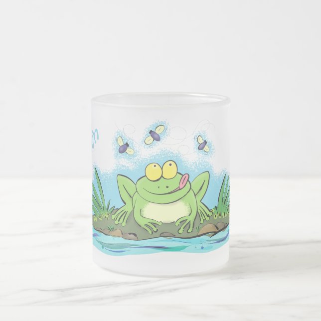 Tasse Givré Caricature de grenouille vert mignon (Centre)