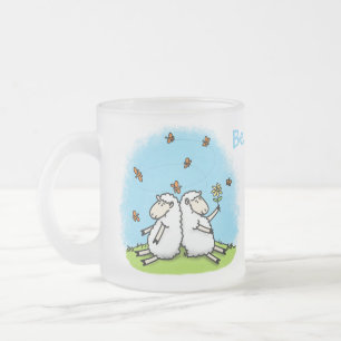 Tasse Givré Caricature de moutons mignons amis et papillons