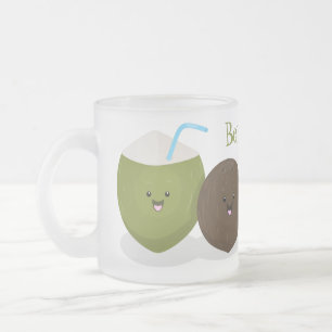 Tasse Givré Caricature de noix de coco kawaii joyeux