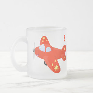 Tasse Givré Caricature de vol d'avion rouge mignon