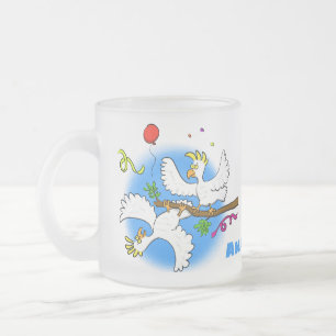 Tasse Givré Caricature d'oiseaux de cockatoo amusante