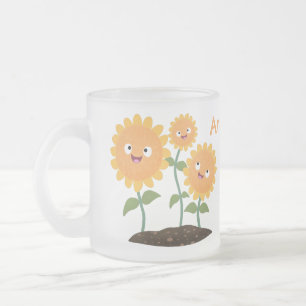 Tasse Givré Caricature joli tournesol souriant illustration