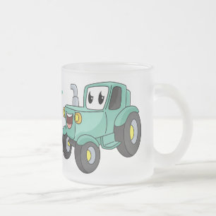 Tasse Givré Caricature joli tracteur vert joyeux