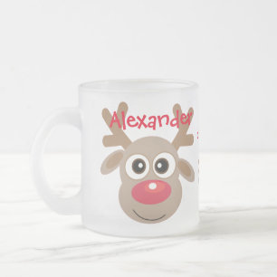 Tasse Givré Cartographie de Noël Cute Reindeer Flocon de neige