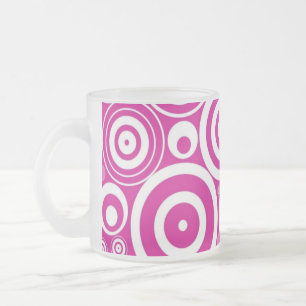 Tasse Givré Cercles rétro concentrés rose et blanc