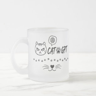 Tasse Givré Chat GPT IA drôle Pixel Cat / Citation Tech de Cha
