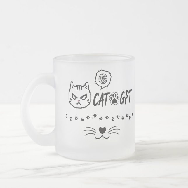 Tasse Givré Chat GPT IA drôle Pixel Cat / Citation Tech de Cha (Gauche)