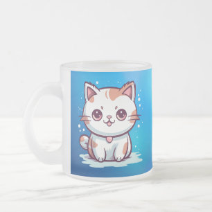 Tasse Givré Chat Mignon Clipart de Style Kawaii