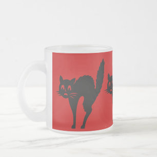 Tasse Givré chat noir éffrayant de Halloween avec arqué de