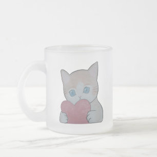 Tasse Givré chaton mignon avec coeur
