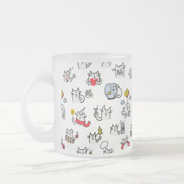 Tasse Givré Chats amusants, lait et magie. (Gauche)