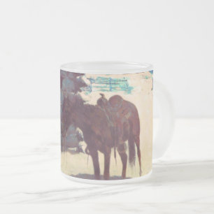 Tasse Givré Cheval et Cowboy neige hivernale