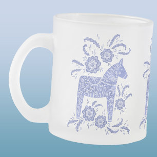 Tasse Givré Chevaux Dala suédois bleu et blanc