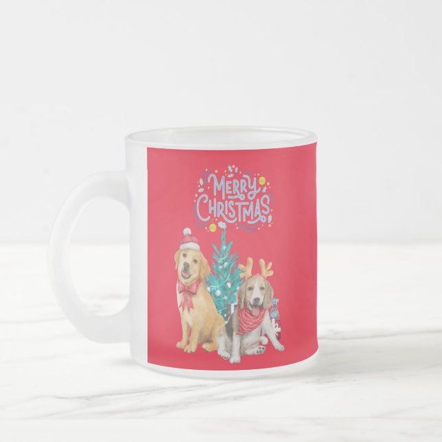 Tasse Givré Chiens mignons Noël (Gauche)