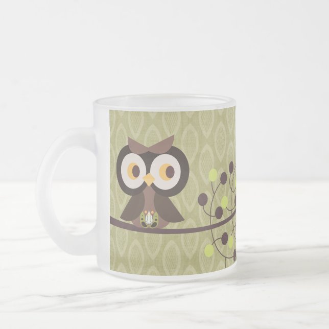 Tasse Givré Chouette forestière Woodland Frosted Glass Coffee  (Gauche)