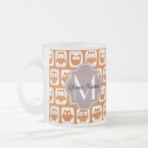 Tasse Givré Chouettes orange monogrammes
