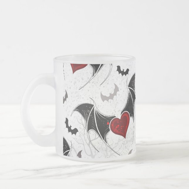 Tasse Givré Coeur d'Halloween avec ailes de chauve-souris noir (Gauche)