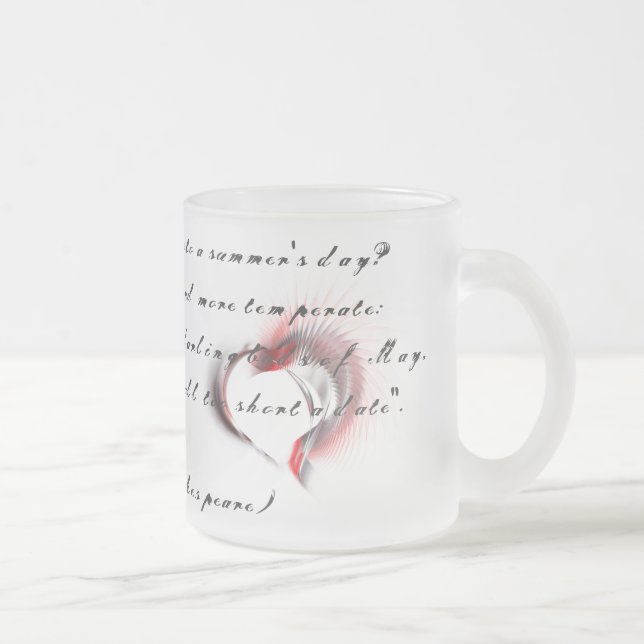 Tasse Givré Coeur métallique avec sonnet de Shakespeare 18 (Droit)