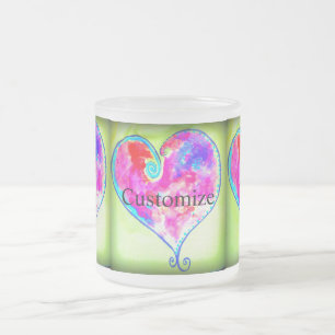 Tasse Givré coeur tourbillonnant rose
