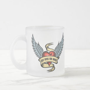 Tasse Givré Coeur vintage Avec Ailes, L'Amour Vous Donne Des A