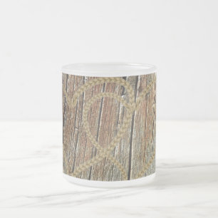 Tasse Givré Cœurs entrelacés corde emmêlée bois romantique