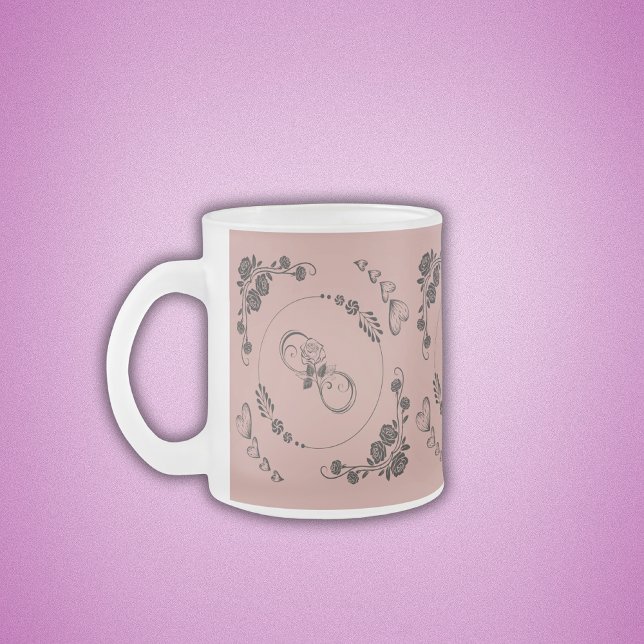 Tasse Givré Coeurs noirs simples, Floral, Infinité sur rose | (Créateur téléchargé)