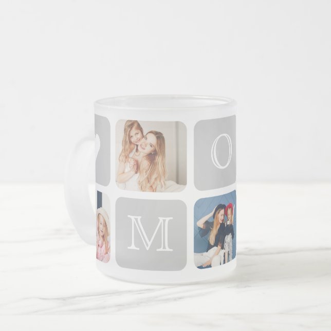 Tasse Givré Collage 5 photos moderne Maman/maman Café en verre (Devant gauche)