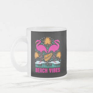 Tasse Givré Conception de flamants roses de vibes de plage