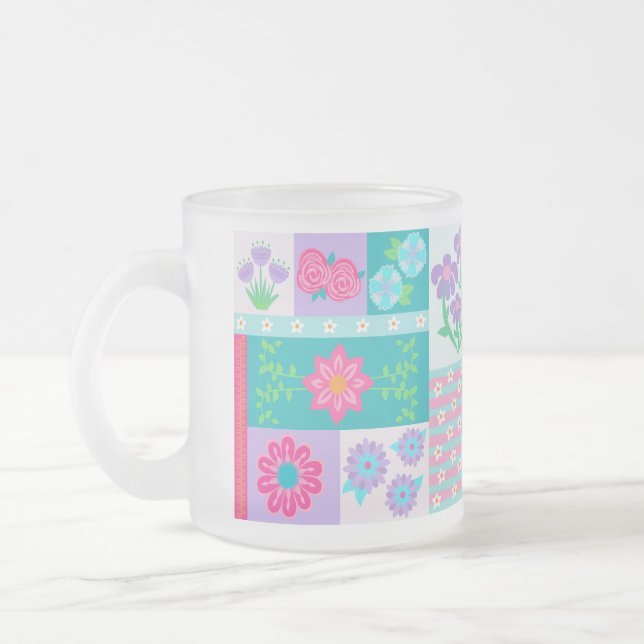 Tasse Givré Conception de fleurs vibrantes en fleurs (Gauche)