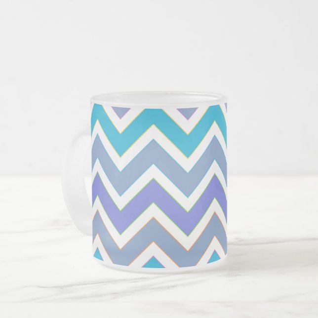 Tasse Givré Cool Blue Sporty Chevron Pattern (Devant gauche)