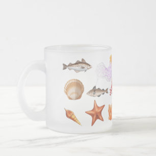 Tasse Givré Coquillages et étoiles de mer aquarelle thème naut